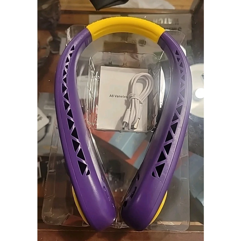 Leafless Hanging Neck Fan, Purple And Yellow